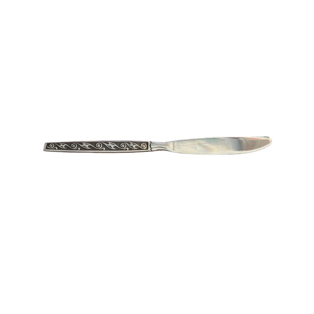 Vintage Oxford Hall Stainless Steel Dinner Knife With Ornate Handle Design